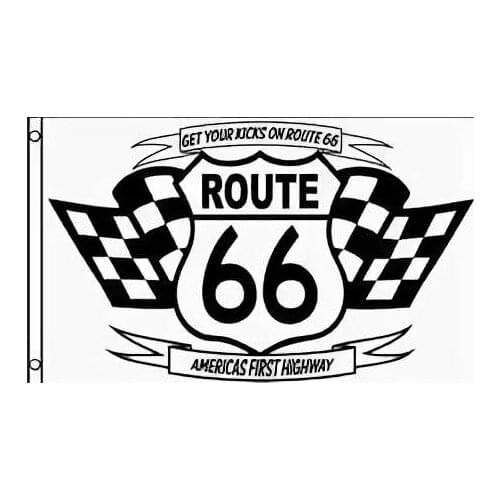 Route 66 banner flag 90x150cm with 100D Polyester fan banner