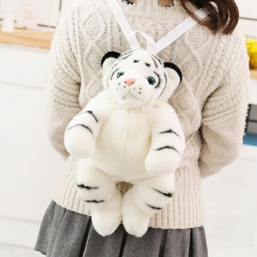 Cute Simulation Tiger Backpack Plush Bag School Stuffed Animal Plush Backpack Bag for Girl Kids Gift