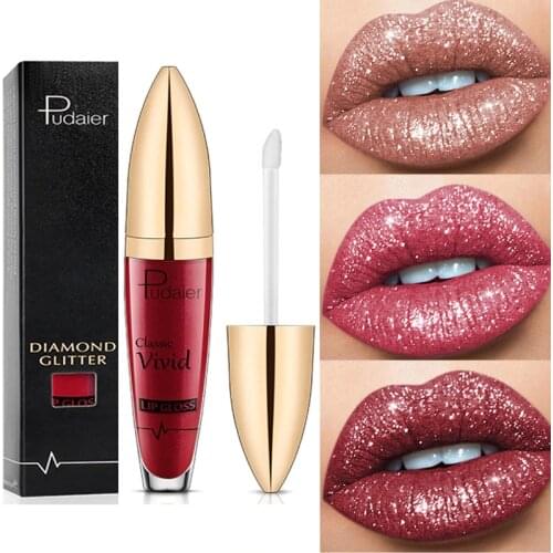 Fashion Matte To Shiny Glitter Liquid Lipstick Shiny Lip Gloss Diamond Waterproof Long Lasting Pearl Lipgloss Women Lip Makeup