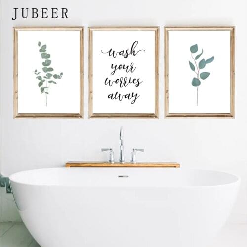 Bathroom Wall Decor Leaf Wall Art Canvas Paintings Farmhouse Bathroom Signs Picture Spa Bathroom Wall Poster for Home Decor