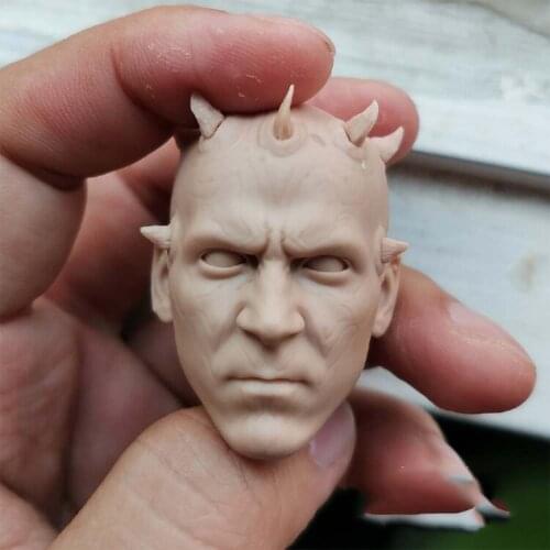 1/6 Darth Maul Unpainted Blank Head Sculpt Models Toys Gifts