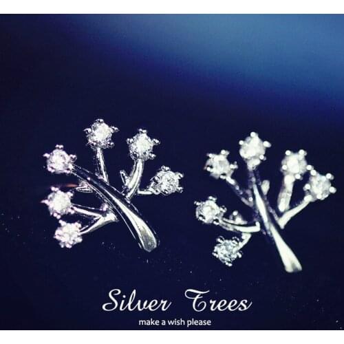 New Hot Fashion 925 Sterling Silver Crystal Wishing tree Earrings for Women Girls Gift Fashion Statement Jewelry