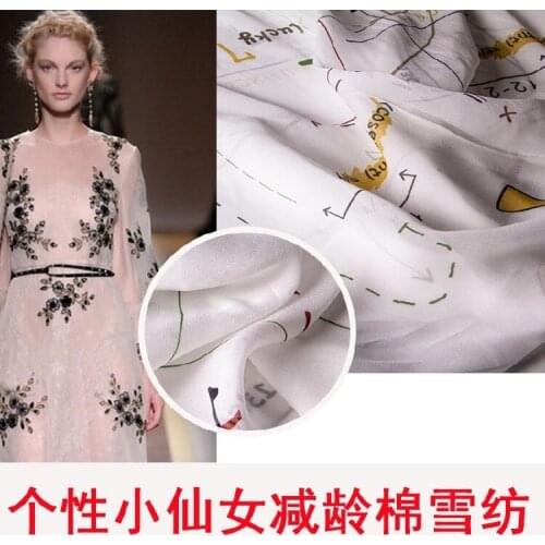 New white ultra-thin fairy young cotton printed chiffon fabric Georgette anti wrinkle shirt dress sunscreen skirt fabric
