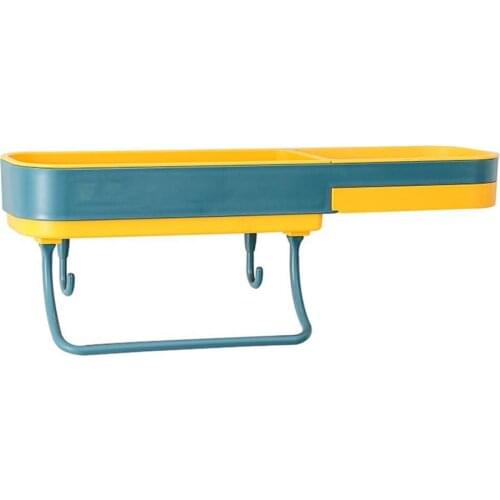 Bath Organizer Rack Self Adhesive Wall Mounted ABS No Drilling Shower Caddy for Toilet