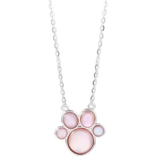 925 Sterling Silver Color Gold Dog Cat Necklace For Women jewelry accessories Animal Paw Pet Choker Necklace Pendant Footprints