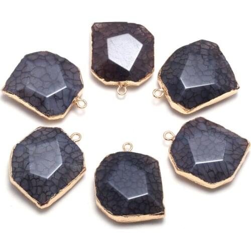 Natural Stone Faceted agates Pendants irregular Shape Exquisite Charm For jewelry making DIY necklace Earring accessories