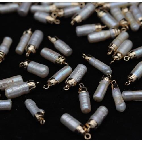 1Pcs Columnar Shape Charms Natural Freshwater Pearl Pendants For Jewelry Making DIY Necklace Earrings Accessories 7x22-8x30mm