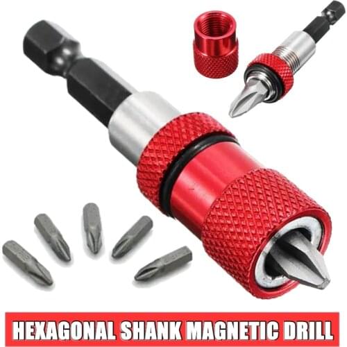 Adjustable Depth Magnetic Drywall Bit Holder 1/4'' Hex Shank with Screwdriver Bits Extension Rod Quick Release Drill Bits Set