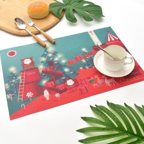 Christmas Tree Santa Snowman Elk Drink Coffee Cup Mat Easy to Clean Placemats Round Tea Pad Table Pad Holde