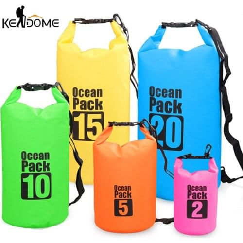 Outdoor PVC Mesh Cloth Waterproof Bucket Bag Dry Wet Separation Waterproof Rafting Bag Wading Diving Swimming Beach Bag X717D
