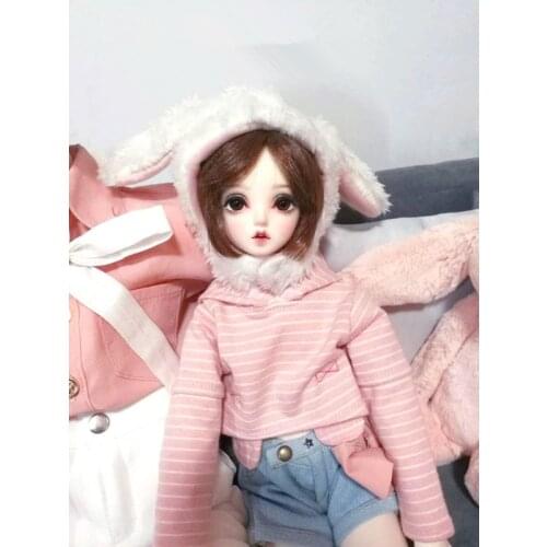 BJD doll hat is suitable for 1/3 1/4 1/6 1/8 size white velvet short earlobe long ear Bunny hat doll accessories