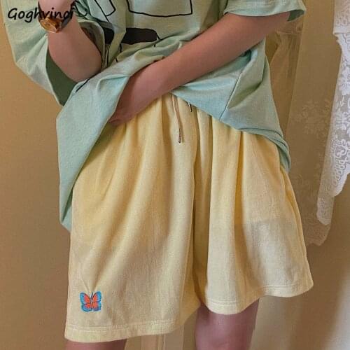 Shorts Women Summer Embroidery All-match Harajuku Baggy Streetwear Outwork Leisure Students Ins Chic Vintage Black Yellow Casual