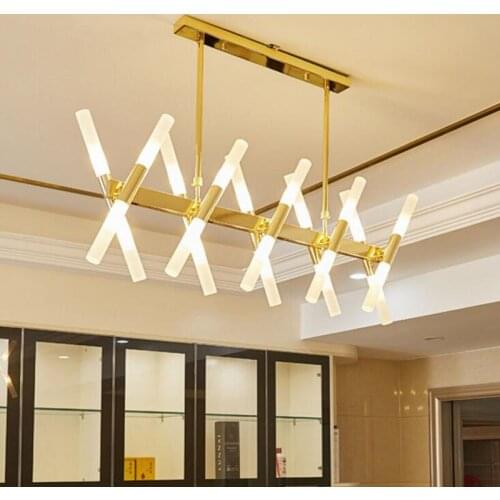 Modern minimalist dining chandelier Rectangular living room LED lighting Creative personality art LED lights led lighting lamps