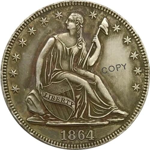 United States 1864 Half Dollar Cupronickel Plated Silver Copy Coin