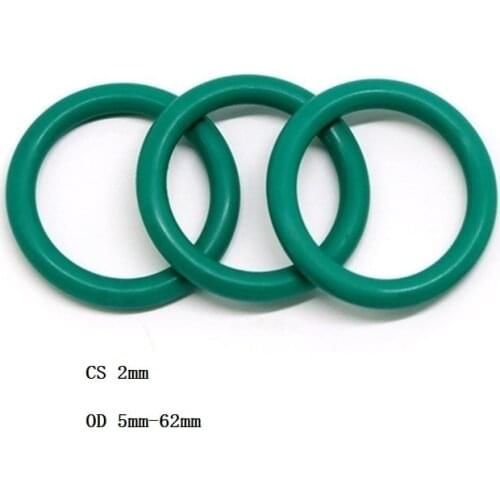 2 mm FKM O-Ring Rubber Seal Washer Green O Ring OD 5 mm - 60 mm
