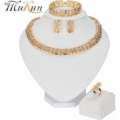 MUKUN High Quality Dubai Gold color Jewelry Set For Women african beads jewlery fashion necklace set women wedding jewelry set