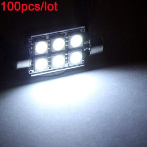 YSY 100pcs/lot c5w festoon CANBUS LED 6 SMD5050 36mm 39mm 42mm bulbs Canbus sink LED(Error Free)12V auto canbus led lamp