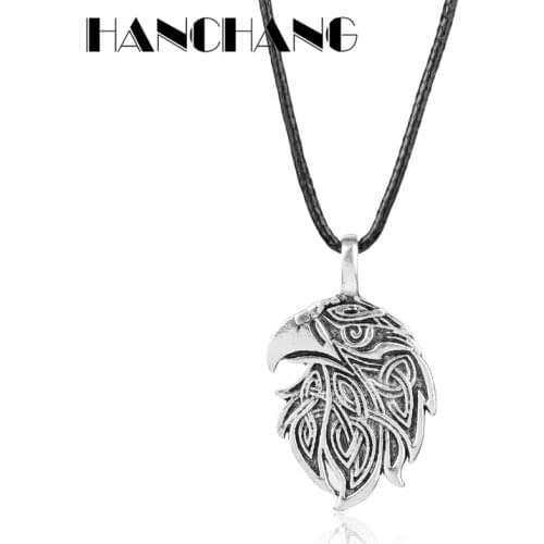 Norse Viking Jewelry Pendants&Necklaces Knots Crow Necklace Leather Cord Chain Colar Neck Lace Men Women Accessories