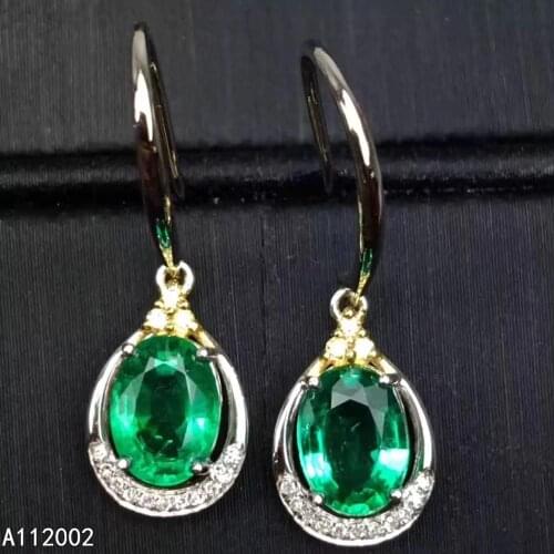 KJJEAXCMY fine jewelry natural Emerald 925 sterling silver women gemstone earrings support test noble hot selling