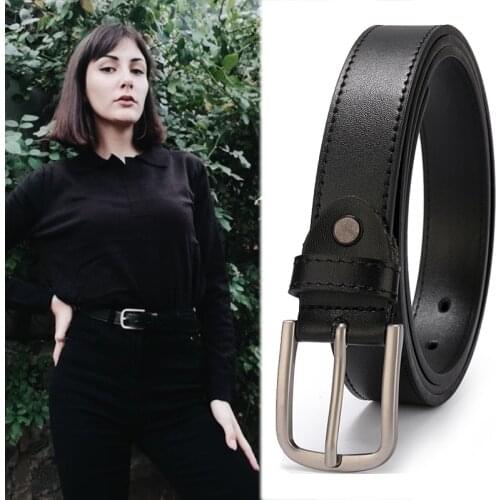 Women Leather Belt Fashion Dress Belt With Single Prong Buckle