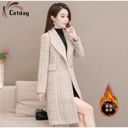 Cotday Long Office Lady Fur Thickened Mink Coat Medium Length Women Clothing 2021 New Winter Warm Mother Winter Ladies Coats