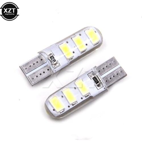2x T10 5W5 W5W LED Bulbs Car interior Dome Reading Light 12V 7000K 6SMD Auto Wedge Side Clearance Lamp Silicone waterproof White