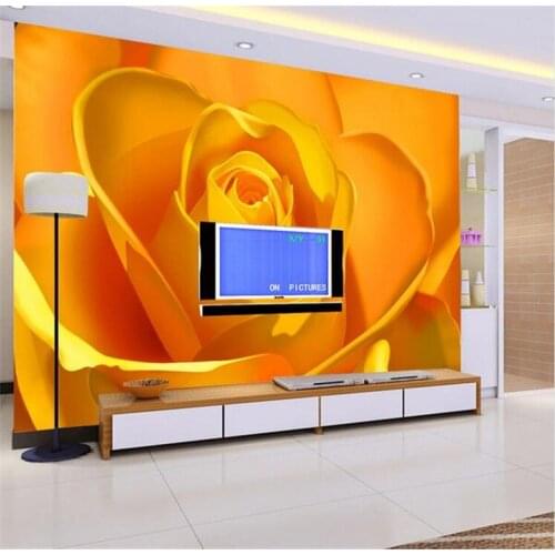 3d embossed wallpaper photo bedroom bedside background wallpaper decoration living room TV wall yellow rose fresh flower