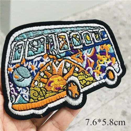 5Pcs/set Cute Bus Car Embroidery Sew On Patches Sewn Applique Badge Craft Embroidered DIY For Children Clothes Trousers Sticker