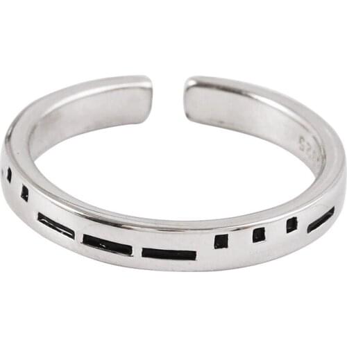 925 Sterling Silver Pin Moss Code Couple Ring Men and Women Style Minority Design Pair Ring Fashion Simple Personality