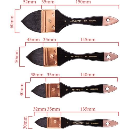 High quality 1PC 3457 squirrel hair wooden handle metal ferrule watercolor art paint brush for drawing