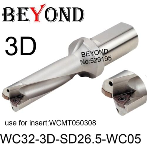 BEYOND WC 3D 26mm 26.5mm WC32-3D-SD26-WC05 SD26.5 U Drilling use Carbide Inserts WCMT WCMT050308 Drill Bit Indexable CNC Tools