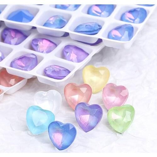 8mm Heart Shape Shiny Rhienstones Korean Style Cute Glass Stras For Nails Decoration Pointback Mocha Glitter Crystal Stones