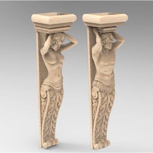 Digital file 2pcs 3d stl model 3d printer files man and woman statue art gthic 3D model for CNC Router Engraver Carving