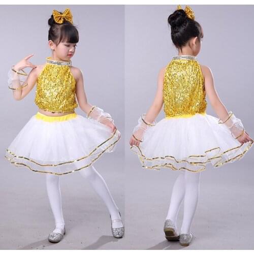 Childrens jazz dance costumes girls sequined new modern dance children tutu Theatrical Costume