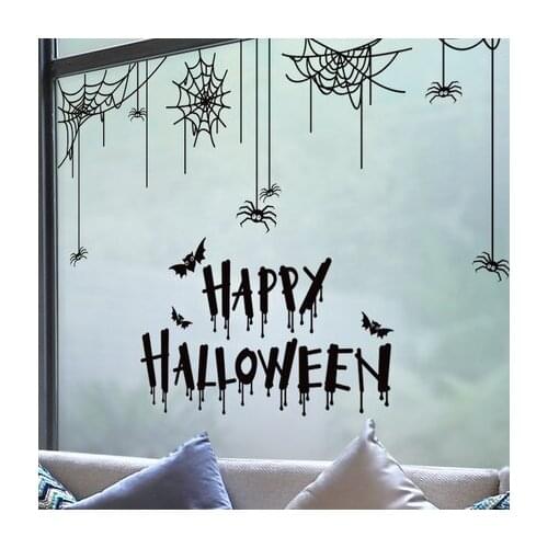 Halloween Spider Web Wall Sticker Shop Window Glass Stickers Scene Layout Terror Living Room Decoration Posters And Prints Mural