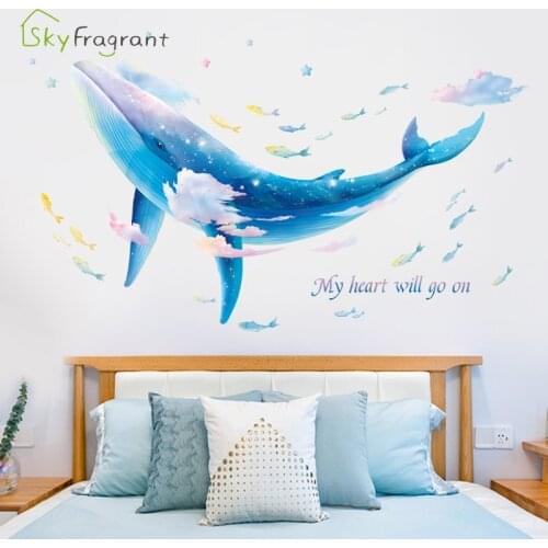 Creative whale wall stickers bedroom decor home decor self-adhesive stickers room decoration living room background wall decor