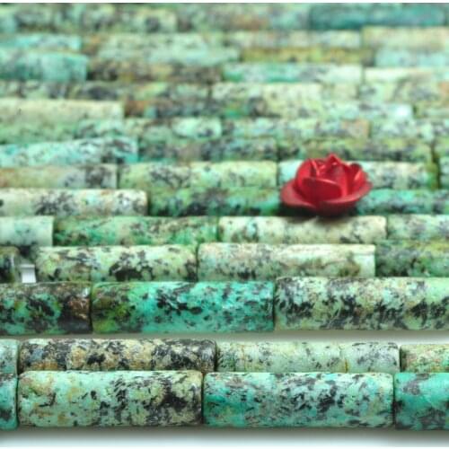 Natural African Turquoise Smooth Tube Loose Beads Wholesale Gemstone Semi Precious Stone Bracelet Necklace Diy Jewelry Making