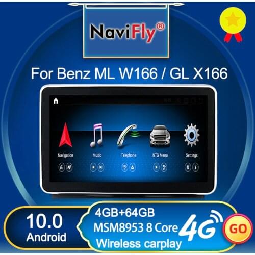 NaviFly 9" For Mercedes Benz ML W166 / GL X166 2012-2015 NTG 4.5 Android 10 Car Multimedia Player Navigation Qualcomm 8 Core