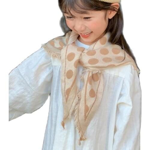New 2021 Autumn Winter Girls Dot Leapord Imitation Cashmere Scarf Boys Girls Baby Shawl Children Triangle Scarf Kids Neck Scarf