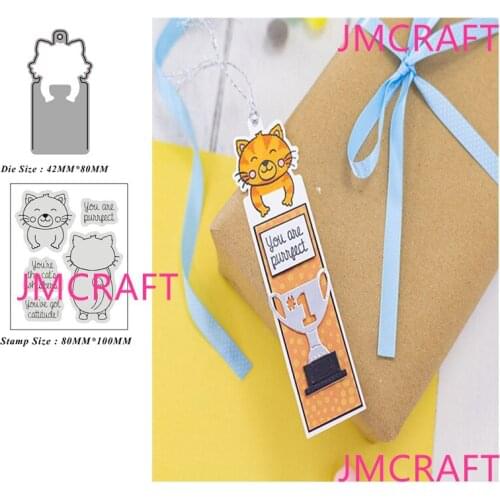 JMCRAFT New Cat Cutting Dies Stamps And Clear Stamp Scrapbooking Stamping DIY Album Rubber Metal Cutting Dies Gift Card Stencil