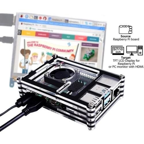 New Case Raspberry Pi 4 B Model for Passive Cooling Fan Case for Raspberry Pi 4 B Acrylic Case Installation with Heatsinks