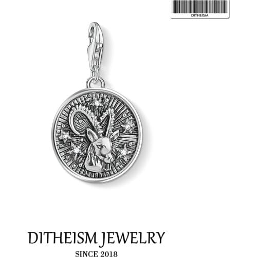 Zodiac Sign Capricorn Charms Pendant,2018 Fashion Jewelry 925 Sterling Silver Trendy Gift For Women Men Fit Bracelet Necklace