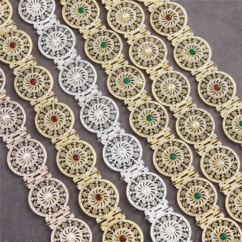 2021 Jul Moroccan Algeria Chic Caftan wedding gold and silver color Metal Luxury belt for Women Belt Chain Adjustable Length