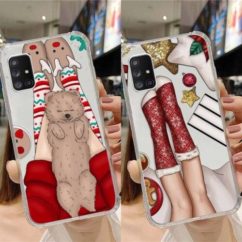 Merry Christmas Brown Hair Girl Phone Case Transparent For Samsung Note A 7 8 9 10 20 50 51 71 90 20 11 81 e LITE Ultra PRO