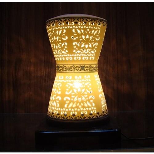 Blue and white Chinese ceramic table lamp beautiful hollow reading lamp bedroom bed wedding lighting