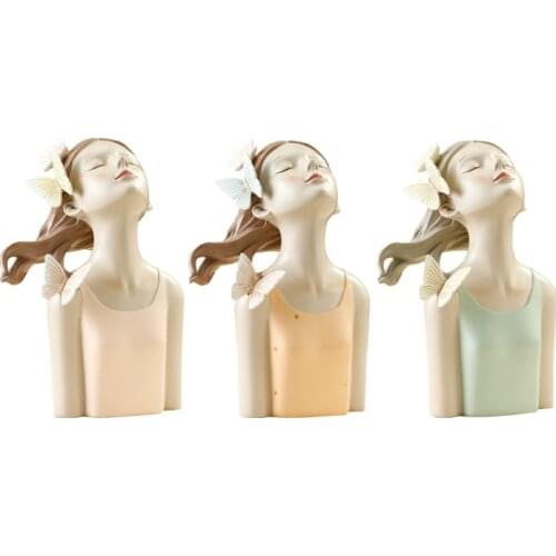 Nordic Resin Statue 26cm Beautiful Girl Looking Up to the Sky Sculpture Desktop Decoration Character Crafts Home Decor Figurine