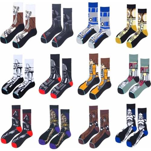 Creative Harajuku Fashion Men womens socks Cotton Unisex socks Star Wars socks R2-D2 Cosplay Socks Wookiee Jedi Knight Socks