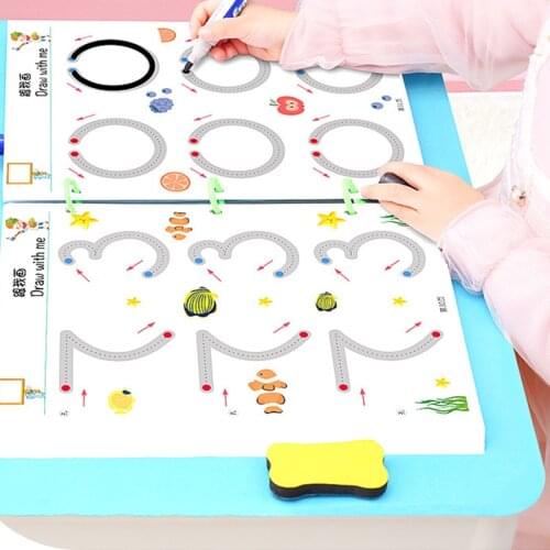Magical Tracing Workbook Reusable Calligraphy Copybook Practice Drawing Book Toddler Learning Activities For Kids Children Toys