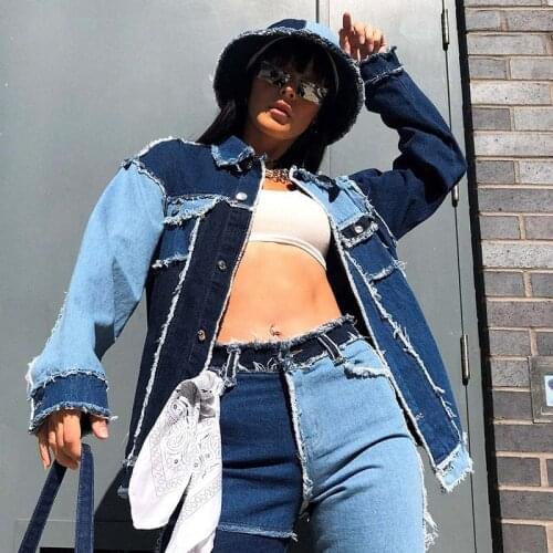 SEASONS Patchwork Harajuku Jean Jackets Women Streetwear Vintage Fashion Aesthetic Denim Coats Casual Autumn Jacket ASCO81885