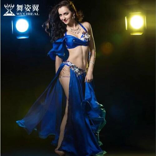 New 2017 high quality Belly Dance Costume Dresses Sexy Tops+Skirt stage Performance Suits Outfits Clothes M/L 4 colors available